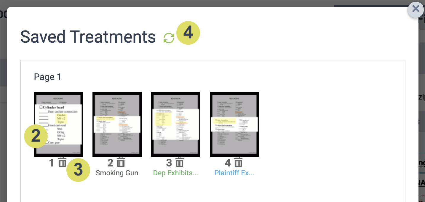 Saved treatments on document level
